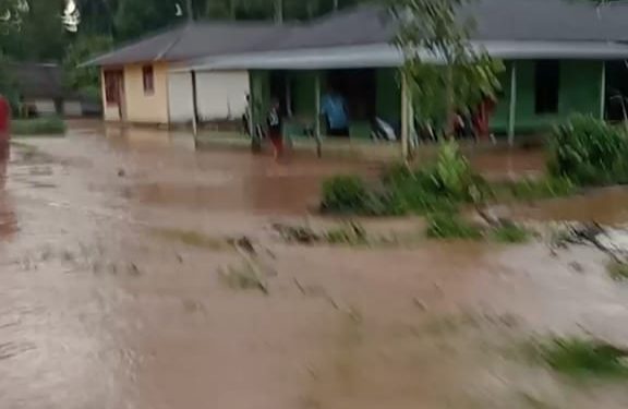 Banjir di pemukiman warga Desa Dowiwi, kecamatan Simpang raya, Kabupaten Banggai. (Dok.Kilasbanggai.com)