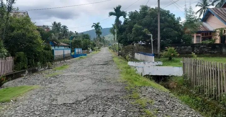 Kondisi Ruas Jalan Desa Doda Bunta, Kecamatan Simpang Raya, Kabupaten Banggai, Sulawesi Tengah. (Dok.Ist)