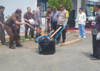 Cabjari Bunta Musnahkan Barang Bukti Hasil Kejahatan