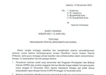 Menjelang Pilkada, Kemendagri Terbitkan Surat Edaran Penghentian Sementara Penyaluran Bansos