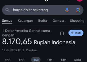 Warganet Heboh ! Google Tampilkan Kurs 1 Dolar AS Jadi Rp 8.170