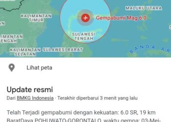 Gempa 6.0 Magnitudo Guncang Gorontalo, Berasa Sampai di Banggai 