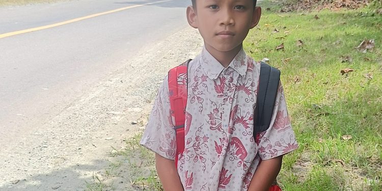 Fadil Sabapi, Bocah SD Negeri Tuntung, kecamatan Bunta, kabupaten Banggai. (Dok.Kilasbanggai.com)