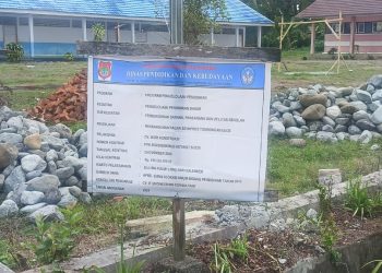 Cuek Instruksi Bupati Banggai, CV Mori Kontruksi Gunakan Pekerja Dari Makassar Bangun Pagar SD di Bunta