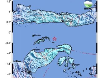 Gempa Magnitudo 5.4 Guncang Teluk Tomini, Terasa sampai Luwuk