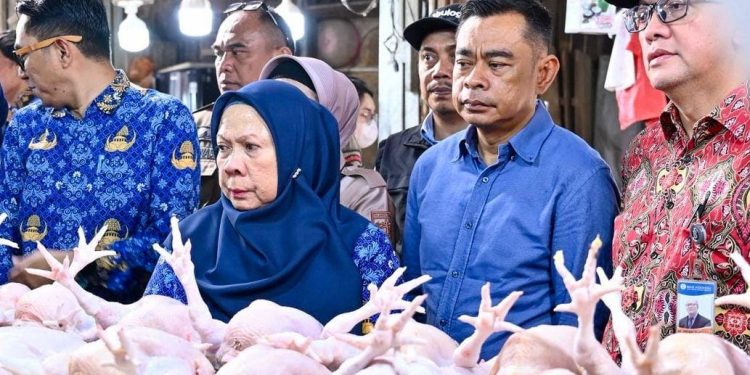 Wakil Gubernur Sulawesi Tengah, dr. Reny A. Lamadjido, Sp.PK., M.Kes., melakukan Inspeksi Mendadak (sidak) ke sejumlah pasar dalam rangka pengendalian inflasi menjelang Hari Besar Keagamaan Nasional (HBKN) Idul Fitri 1447 H Tahun 2026, Selasa (17/3/2026), Foto: Istimewa